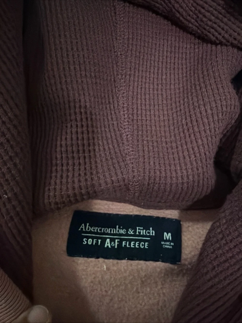 Abercrombie & Fitch Sz Medium Soft Fleece Hoodie Salmon Pink Thermal Lined Hood
